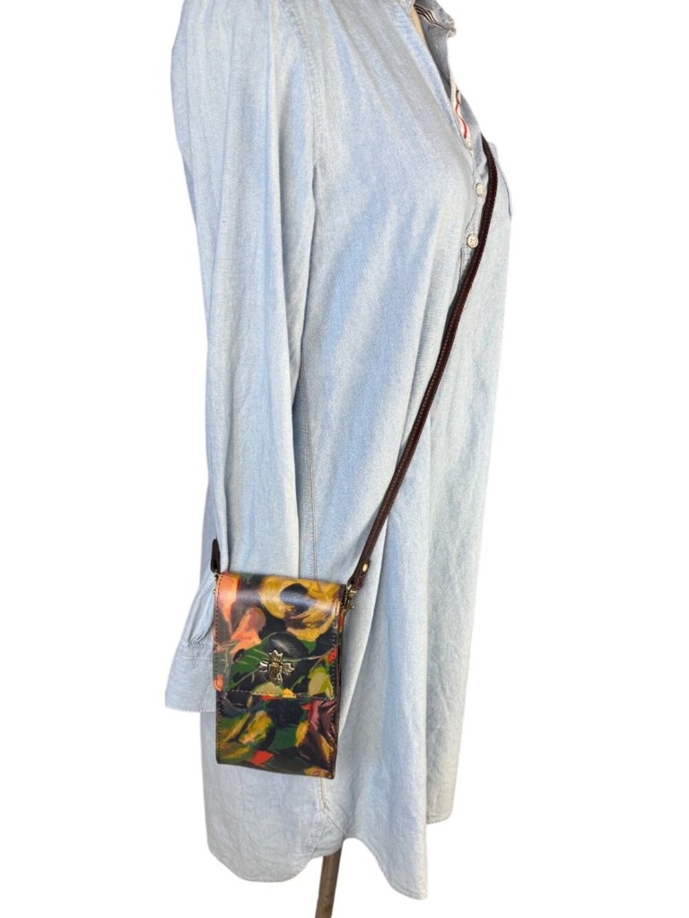 Patricia Nash Winter Bloom Floral Leather Crossbody Bag With Adjustable Strap - Picture 14 of 14